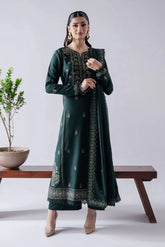 ASIM JOFA - 3PC DHANAK EMBROIDERED SHIRT WITH DHANAK EMBROIDERED SHAWL AND TROUSER - HZG2337